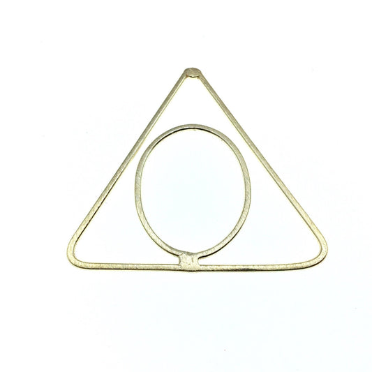 50mm x 53mm Soft Gold Open Triangle with Inner Oval Shaped Plated Copper Components - Sold in Packs of 4 Pieces