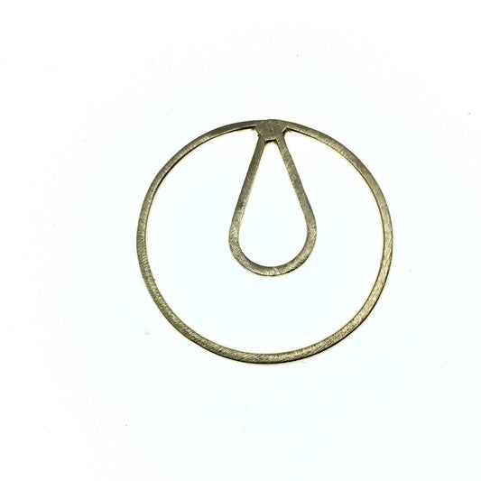 36mm x 36mm Soft Gold Open Circle with Inner Teardrop Shaped Plated Copper Components - Sold in Packs of 4 Pieces