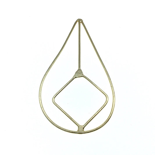 41mm x 81mm Soft Gold Open Teardrop with Inner Diamond Shaped Plated Copper Components - Sold in Packs of 4 Pieces