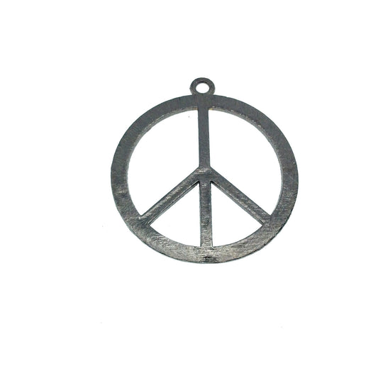 Gunmetal Plated Hippie Peace Sign Cutout Circle Shaped Brushed Finish Copper Components - Measuring 32mm x 32mm - Pack of 10 (441-GM)
