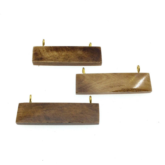 Brown Horizontal Rectangle Shaped Natural Bone Focal Pendant- 14mm x 50mm Approximately - Sold Individually