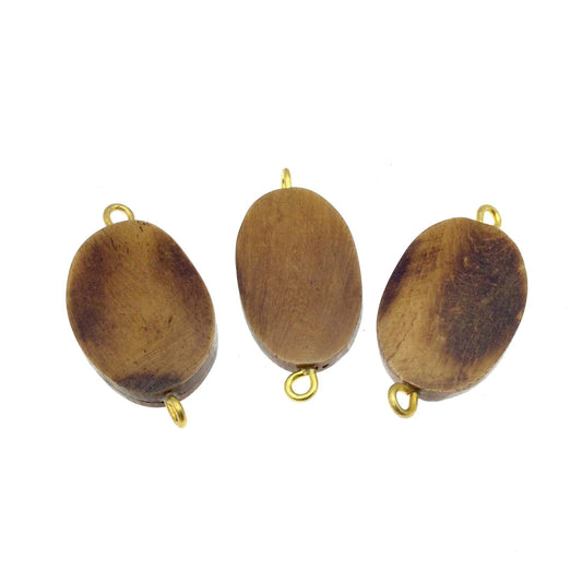 Brown Oval Shaped Natural Bone Focal Connector - 20mm x 36mm Approximately - Sold Individually