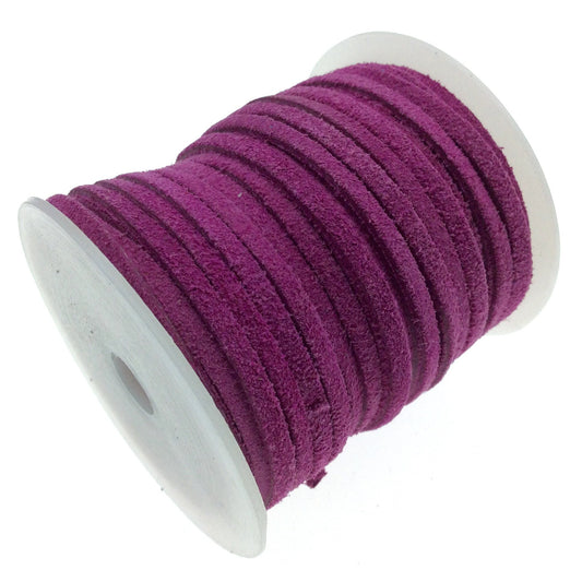 FULL SPOOL - Matte Magenta Pink Leather Cord - Measuring 3mm - 25 yards per spool - Flat Jewelry Cord