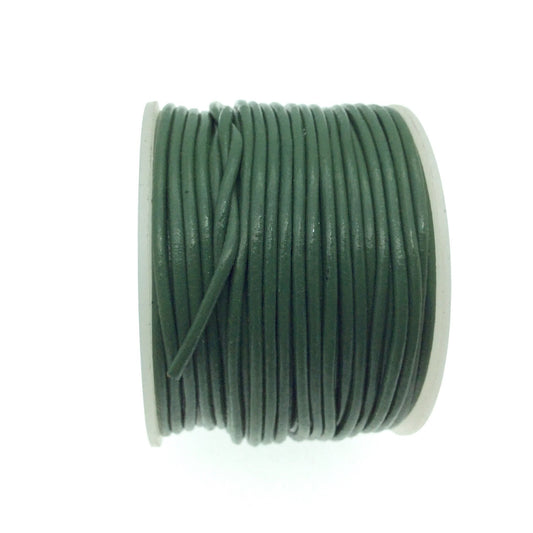 FULL SPOOL - Green Leather Cord - Measuring 1.5mm - 25 yards per spool - Round Leather Jewelry Cord