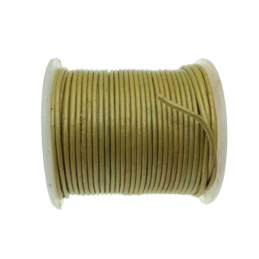 FULL SPOOL - Iridescent Yellow Leather Cord - Measuring .5mm - 25 yards per spool - Round Leather Jewelry Cord