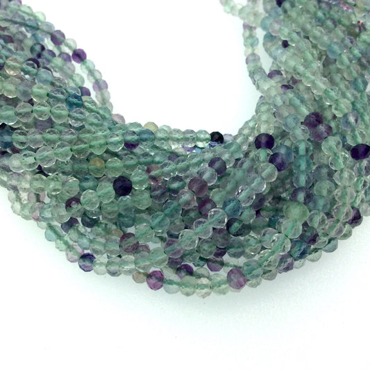 Holiday Special! 3mm x 3mm Faceted Natural Rainbow Fluorite Round Beads - 13" Strand (~ 115 Beads)