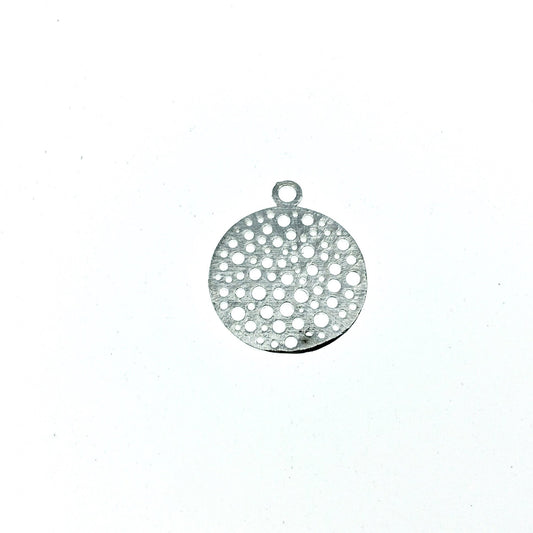 Small Sized Silver Plated Copper Dot-Filled Cutout Circle Shaped Components - Measuring 21mm x 21mm - Sold in Packs of 10