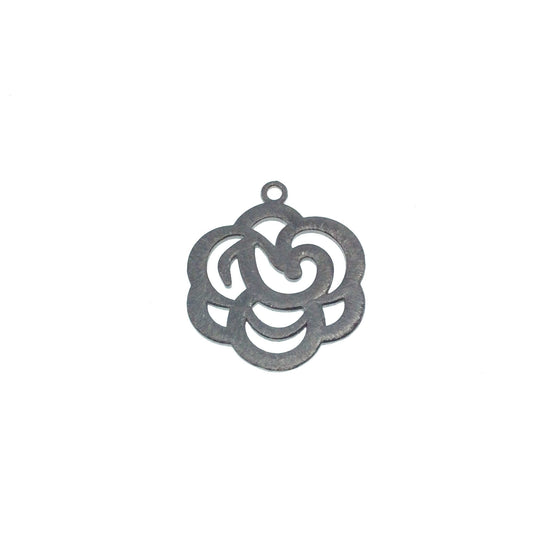 Small Sized Gunmetal Plated Copper Open Fancy Rose Blossom Shaped Components - Measuring 23mm x 23mm - Sold in Packs of 10