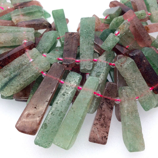 Blue/Brown Calcite Graduated Stick Beads - 17" Strand (Approximately 51 Beads) - Measuring 5-8mm x 15-40mm - Natural Semi-Precious Gemstone