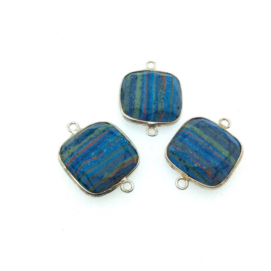 Jeweler's Lot OOAK Silver Plated Faux Fordite Faceted Assorted Copper Bezel Pendants/Connectors 20mm x 20mm, Approx. "36" - Sold as Shown!