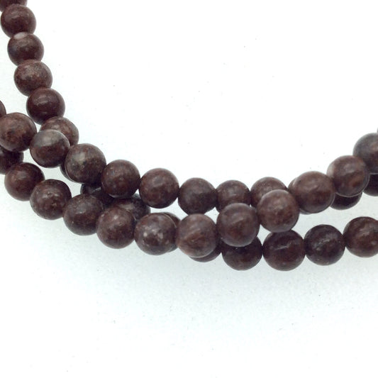 4mm Round Shaped Red Leopard Jasper Beads with .8mm Holes - 15.25" Strand (Approx. 94 Beads) - Natural Semi-Precious Gemstone Beads