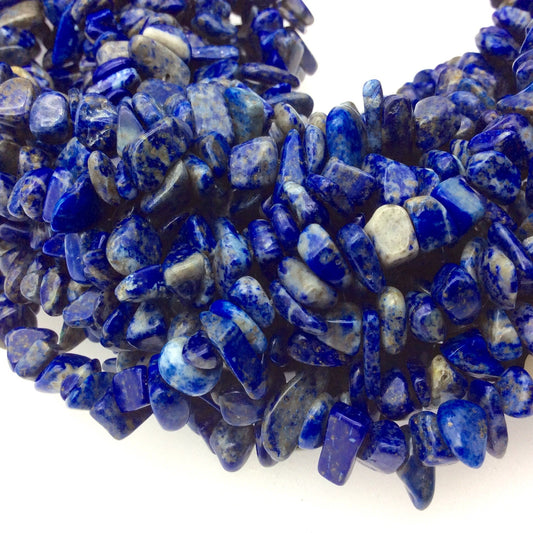 Natural Lapis Lazuli Angular Nugget/Chip Beads with 1mm Holes - Sold by 34" DOUBLE Strands (Approx. 240 Beads) - Measuring 5-15mm, Approx.