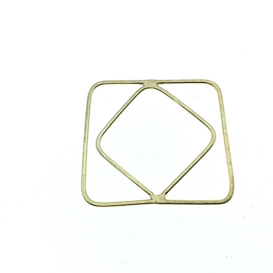 42mm x 42mm Soft Gold Finish Open Triangle with Inner Diamond Shaped Plated Copper Components - Sold in Packs of 4 Pieces