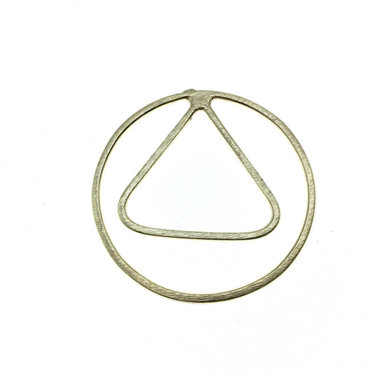 36mm x 36mm Soft Gold Open Circle with Inner Triangle Shaped Plated Copper Components - Sold in Packs of 4 Pieces