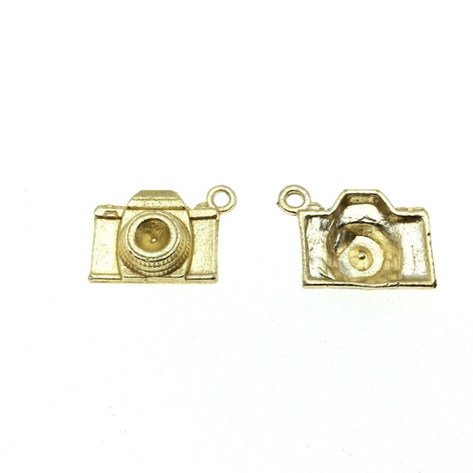 Gold Plated Copper Camera Pendant with One Ring- Measuring 13mm x 17mm - Sold Individually, Chosen at Random