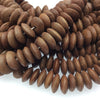 4-5mm x 14mm Natural Cocoa Brown Saucer Shaped Wooden Beads with 1.5mm Holes - 16" Strand (Approximately 73 Beads) - Sold by the Strand