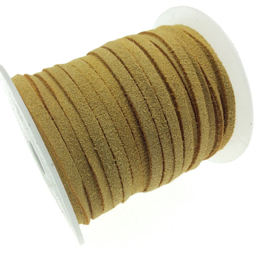 FULL SPOOL - Matte Yellow Beadlanta Suede Leather Cord - Measuring 3mm - 25 yards per spool - Flat Jewelry Cord