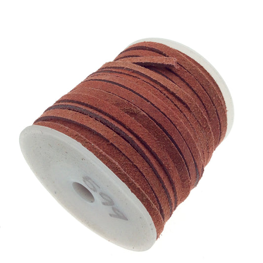FULL SPOOL - Matte Brick Red Leather Cord - Measuring 3mm - 25 yards per spool - Flat Jewelry Cord