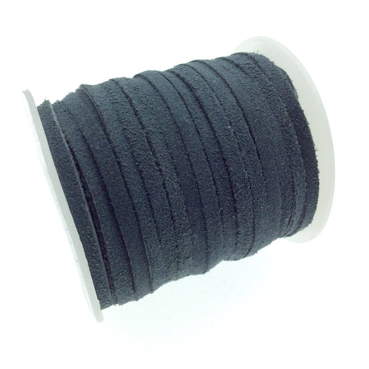 FULL SPOOL - Matte Charcoal Gray Leather Cord - Measuring 3mm - 25 yards per spool - Flat Jewelry Cord