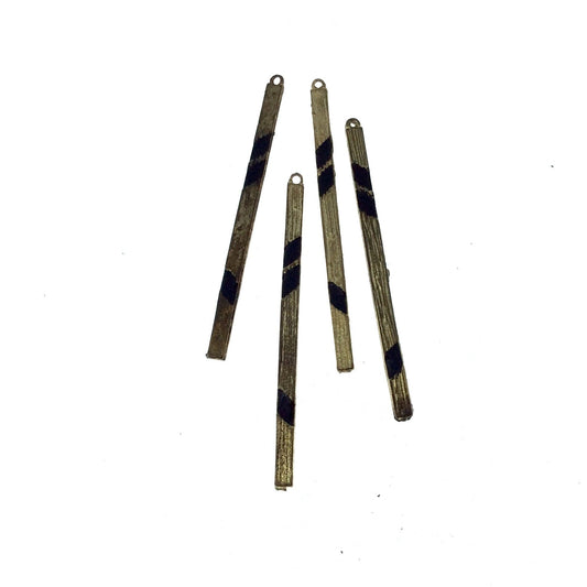 Rustic Gold and Black Plated Skinny Brushed Finish Spike Pendant - Measures 3mm x 55mm, Approx. - Sold Individually, RANDOM