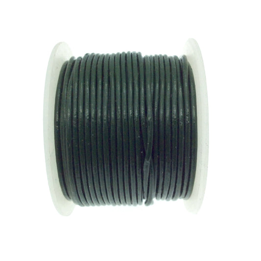 FULL SPOOL - Dark Green Leather Cord - Measuring 1.5mm - 25 yards per spool - Round Leather Jewelry Cord