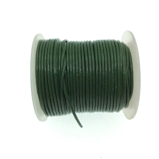 FULL SPOOL - Green Leather Cord - Measuring .5mm - 25 yards per spool - Round Leather Jewelry Cord