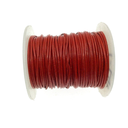 FULL SPOOL - Bright Red Leather Cord - Measuring .5mm - 25 yards per spool - Round Leather Jewelry Cord