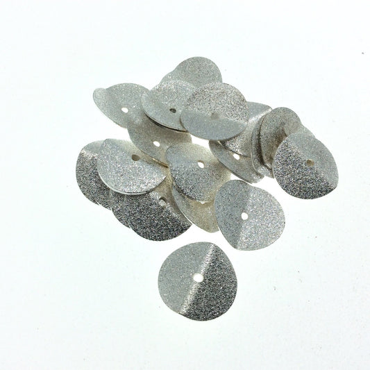 14mm Textured Silver Plated Copper Wavy Disc/Heishi Washer Shaped Components - Sold in Bulk Packs of 25 Pieces - Great as Bracelet Spacers!