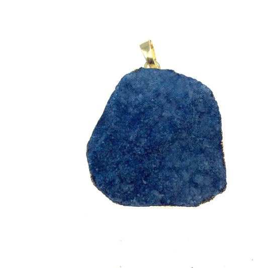 OOAK Gold Plated Round Shaped Electroformed Blue Druzy Pendant - Measuring 30mm x 30mm Approximately - Sold Individually