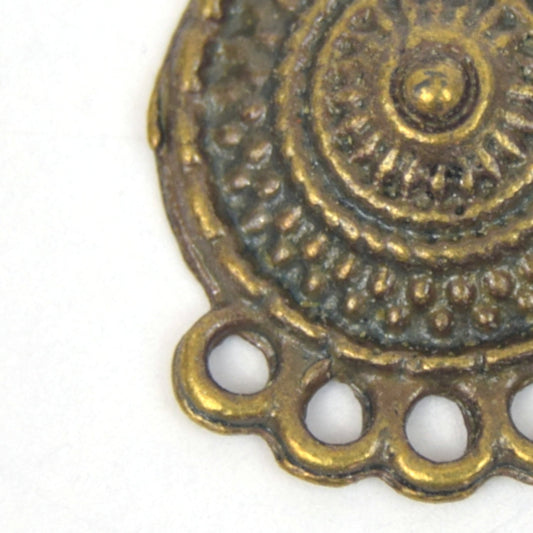 Antique Brass Plated Copper Embellished Cricle Chandelier Charm/Pendant with- Measuring 15mm x 17mm - Sold Individually, Chosen at Random