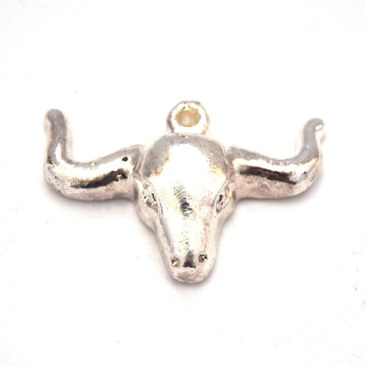 2" Silver Electroplated Acrylic Bull/Steer Skull Shaped Focal Pendants - Measuring 50mm x 32mm