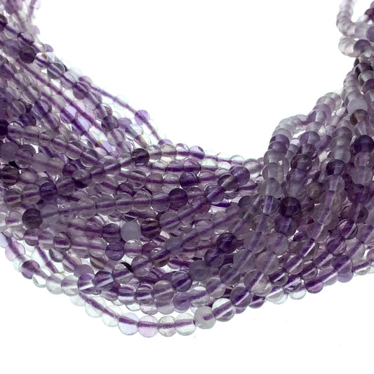 2mm Smooth Glossy Finish Natural Transparent Purple Amethyst Round/Ball Shape Beads W .4mm Holes - 15.25" Strand (~ 182 Beads)