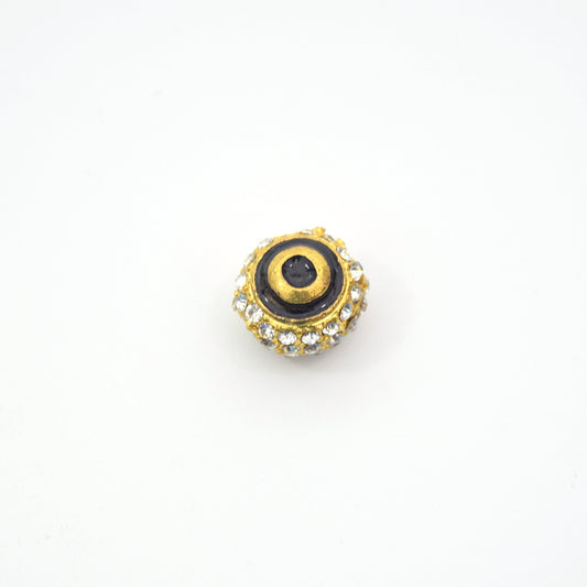 Clearance!! Gold 11mm Double-sided Letter "O" Rhinestone Banded Round/Ball Shaped Bead