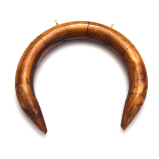 3.5"Brown Plain Thick Crescent Shaped Pendant with Two Gold Suspension Rings