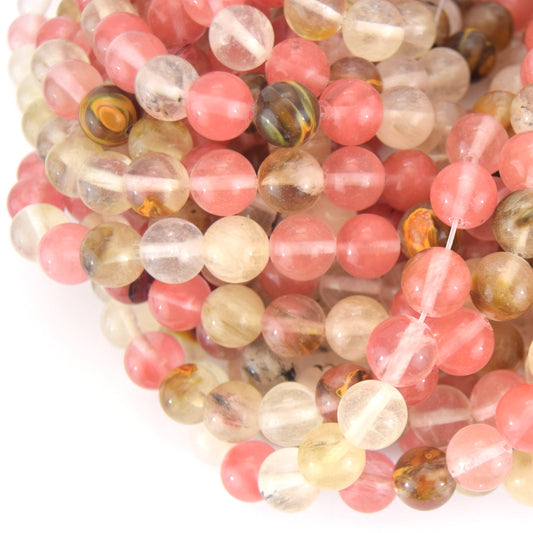 12mm Smooth Manmade Cherry Quartz Round/Ball Shaped Beads with 1mm Holes - Synthetic Gemstone