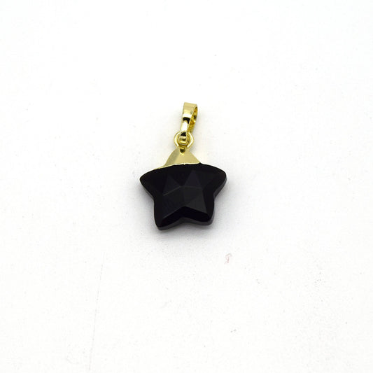 12mm x 12mm Black Onyx Faceted Star Shaped Pendant Component with Gold Bail