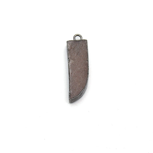 7mm x 22mm Gunmetal Plated Tusk/Fang/Horn Shaped Natural Peach Moonstone Pendant - Sold Individually
