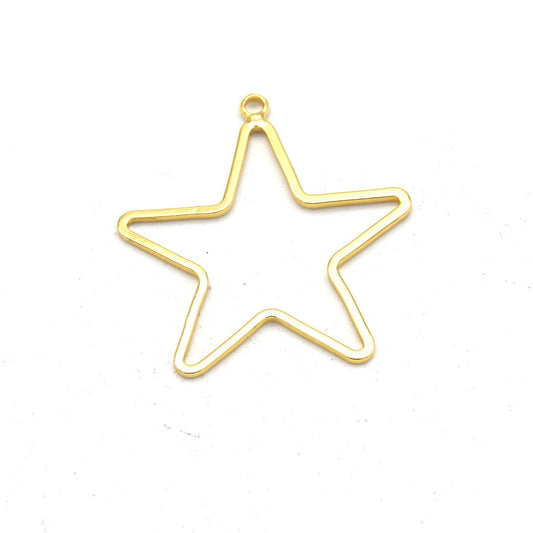 Stars 38mm (4 Pk) Gold Plated Open Star Shaped Pendant/Connector Components (One Ring) - (Pack of 4)