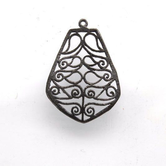 28mm x 36mm Gunmetal Plated Open Symmetrical Swirl Cut-Out Bell/Pear Shaped Components - Packs of 10