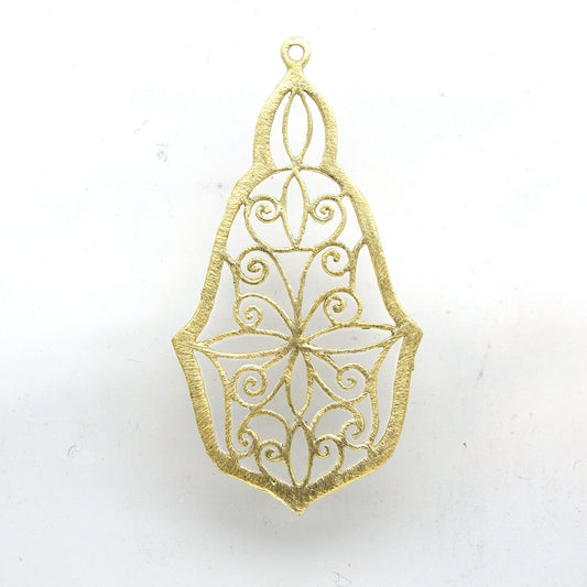 28mm x 50mm Gold Plated Open Symmetrical Swirl Cut-Out Pointed Pear Shaped Components - Packs of 10