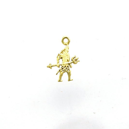 13mm x 16mm Flat Gold Plated Copper Figure Holding Trident Shaped Pendant/Charm - Sold Individually
