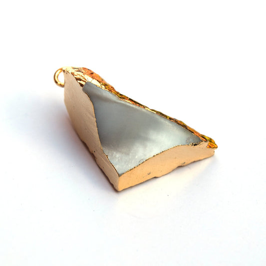 27mm x 32mm OOAK Gold Electroplated Mother of Pearl Freeform Shaped Focal Pendant
