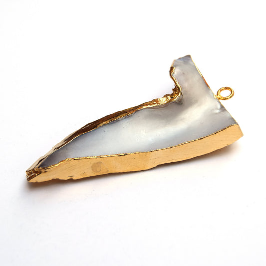 38mm x 68mm OOAK Gold Electroplated Mother of Pearl Freeform Shaped Focal Pendant