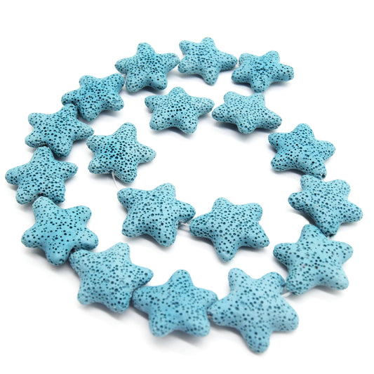 Star Lava Beads | Natural Light Blue Lava Rock Beads - 22mm 27mm 42mm Available