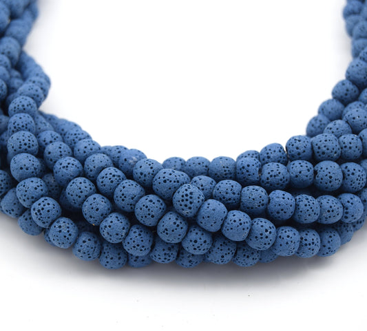 Lava Beads | Blue Round Diffuser Beads - 6mm 8mm 10mm 12mm 14mm 16mm 18mm Available