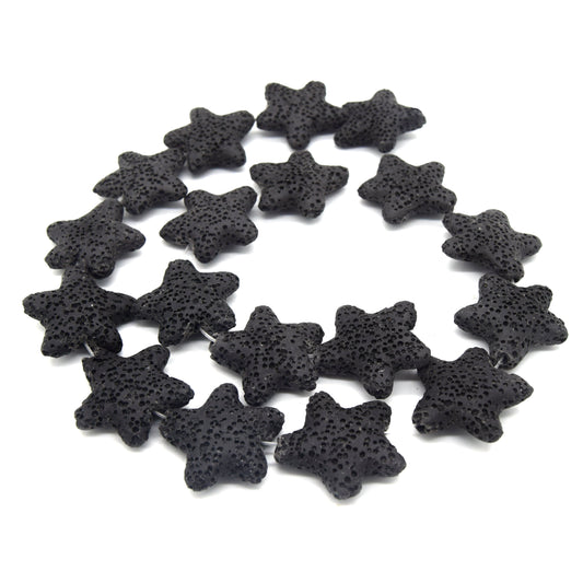 Star Lava Beads | Natural Black Lava Rock Beads - 22mm 27mm 42mm Available