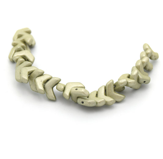 Chevron Duo Beads | 10mm x 4mm Jet Suede Gold - 2 hole Czech Glass | 30 Beads per strand