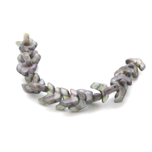 Chevron Duo Beads | 10mm x 4mm Crystal Matte Lazure Blue - 2 hole Czech Glass | 30 Beads per strand