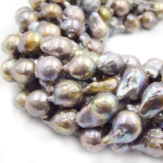 Natural Light Rainbow/Peacock Freshwater Pearl Baroque Shaped Beads - Sold by 15" Strands (Approx. 20 Beads) - Measuring 14mm x 20mm