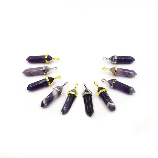 Natural Pendulum Point Pendant | Amethyst Hexagonal Point Pendant - Sold Individually